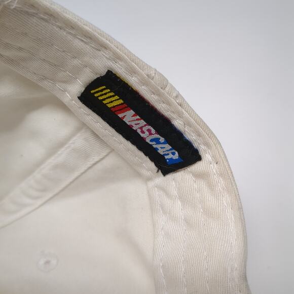 Nascar Strapback Baseball Cap White One Size Adjustable Embroidered 6 Panel - Picture 9 of 9